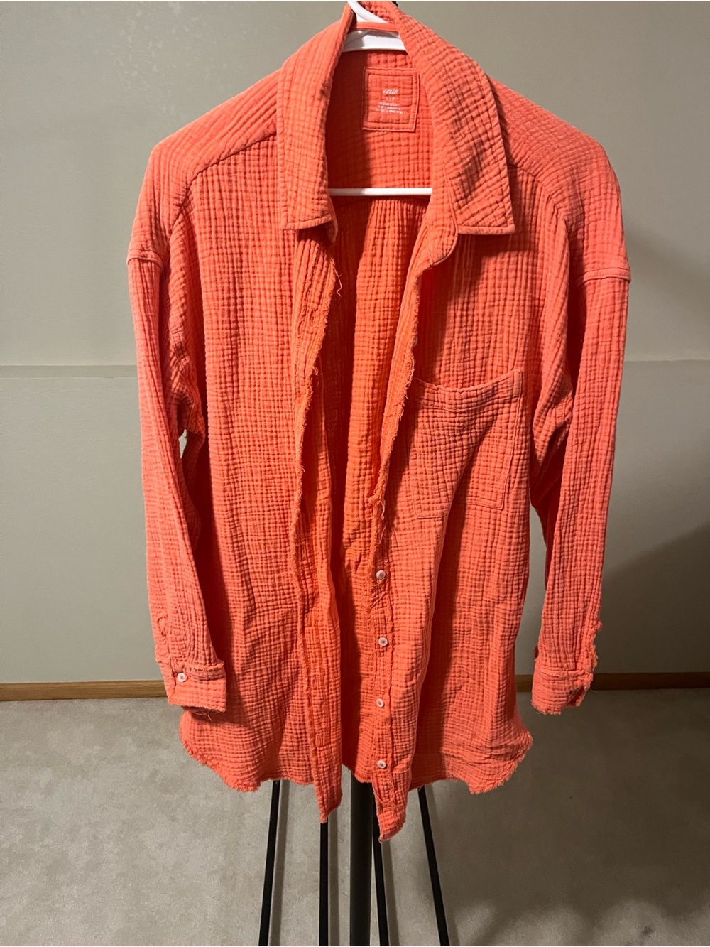 aerie Coral Orange Lightweight Men's Shirt Jacket